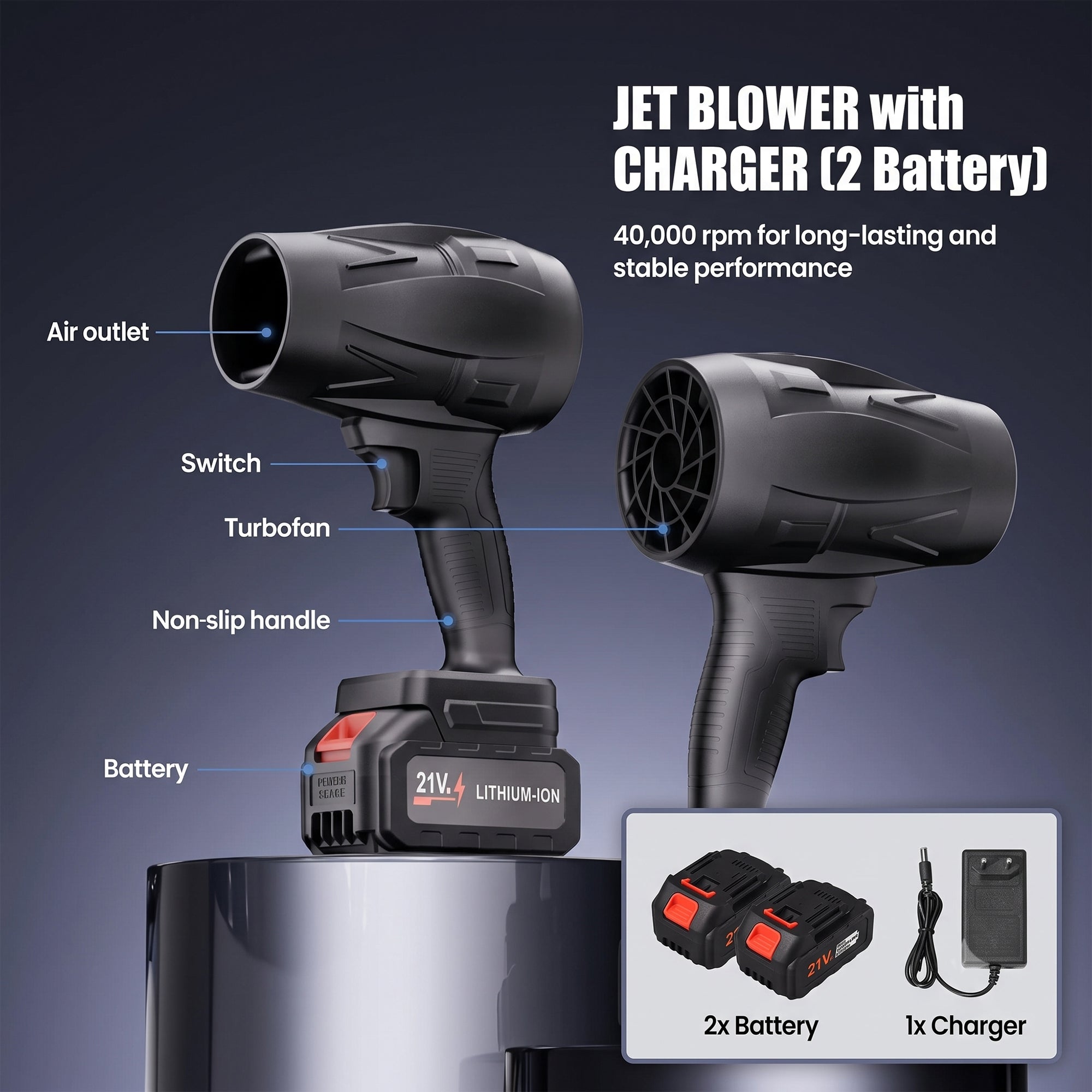 Jet Blower with Charger (2 Battery)