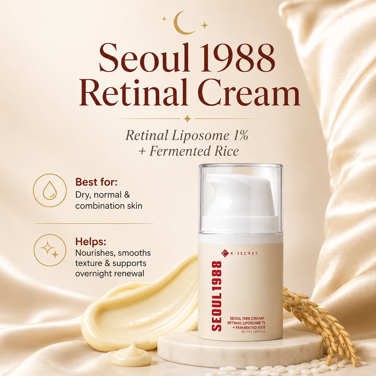 K-SECRET - SEOUL 1988 Cream: Retinal Liposome 1% + Fermented Rice
